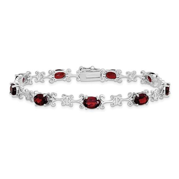 9.90 Carats (ctw) Garnet Bracelet in Strerling Silver